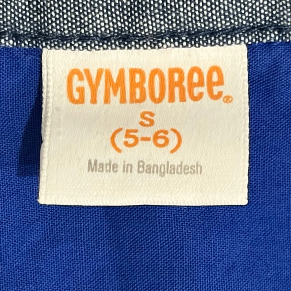 Gymboree Blue and Orange Plaid Button Down Shirt (S 5-6)
